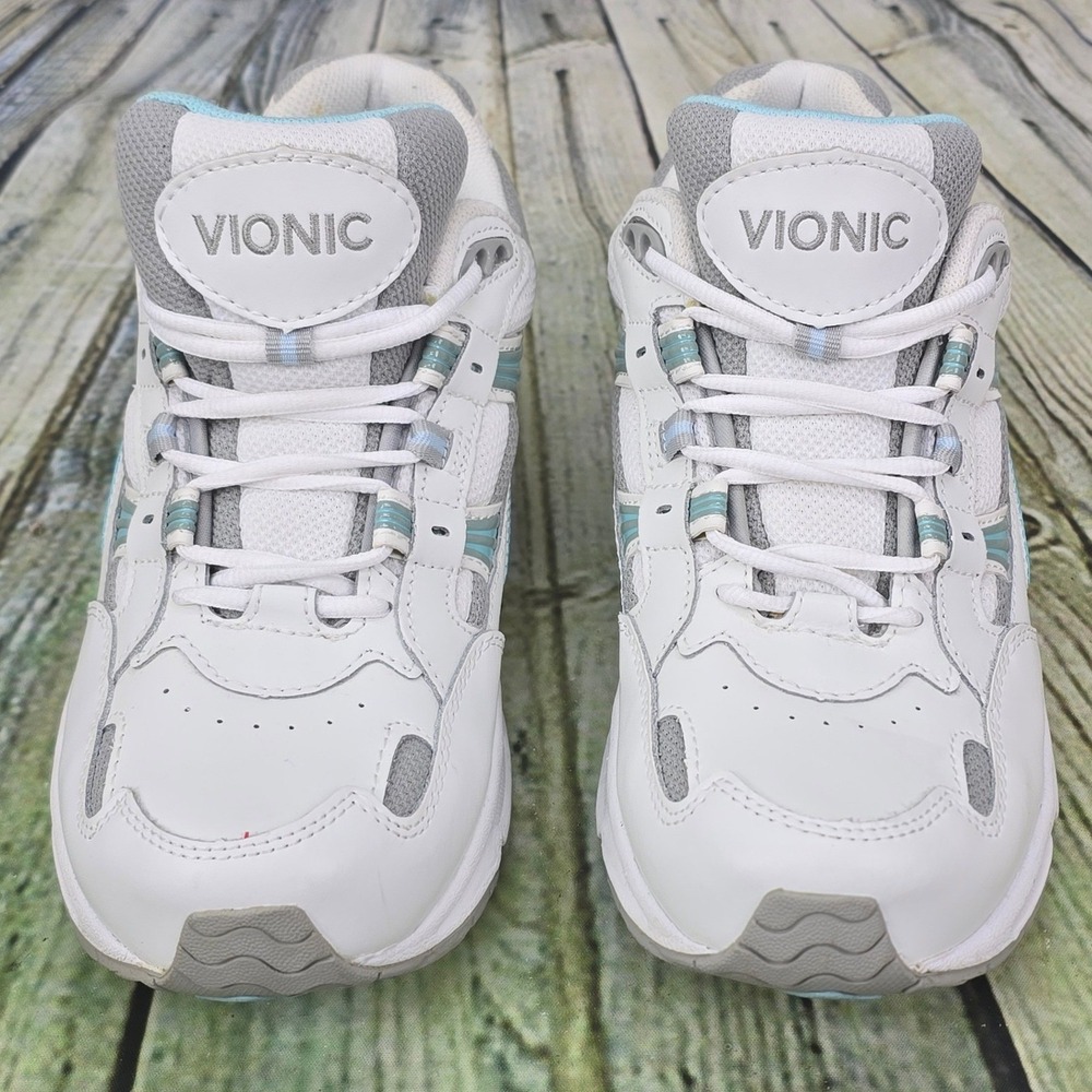 Vionic Walker Sneakers Women 9 White Blue Leather Mesh Orthopedic Walking Shoes - Picture 6 of 9